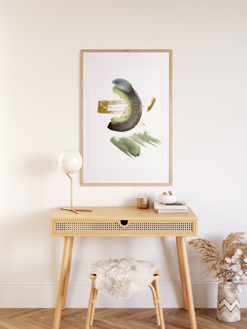 Abstract & Modern Green Wall Art Print Boho Minimalist Art Etsy