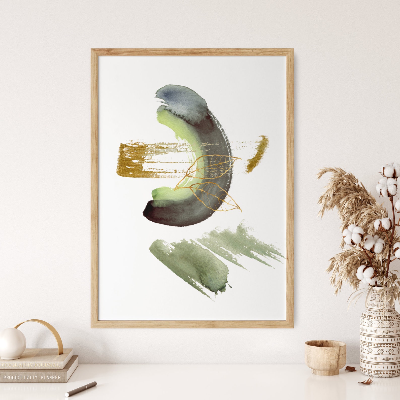Abstract & Modern Green Wall Art Print Boho Minimalist Art Etsy