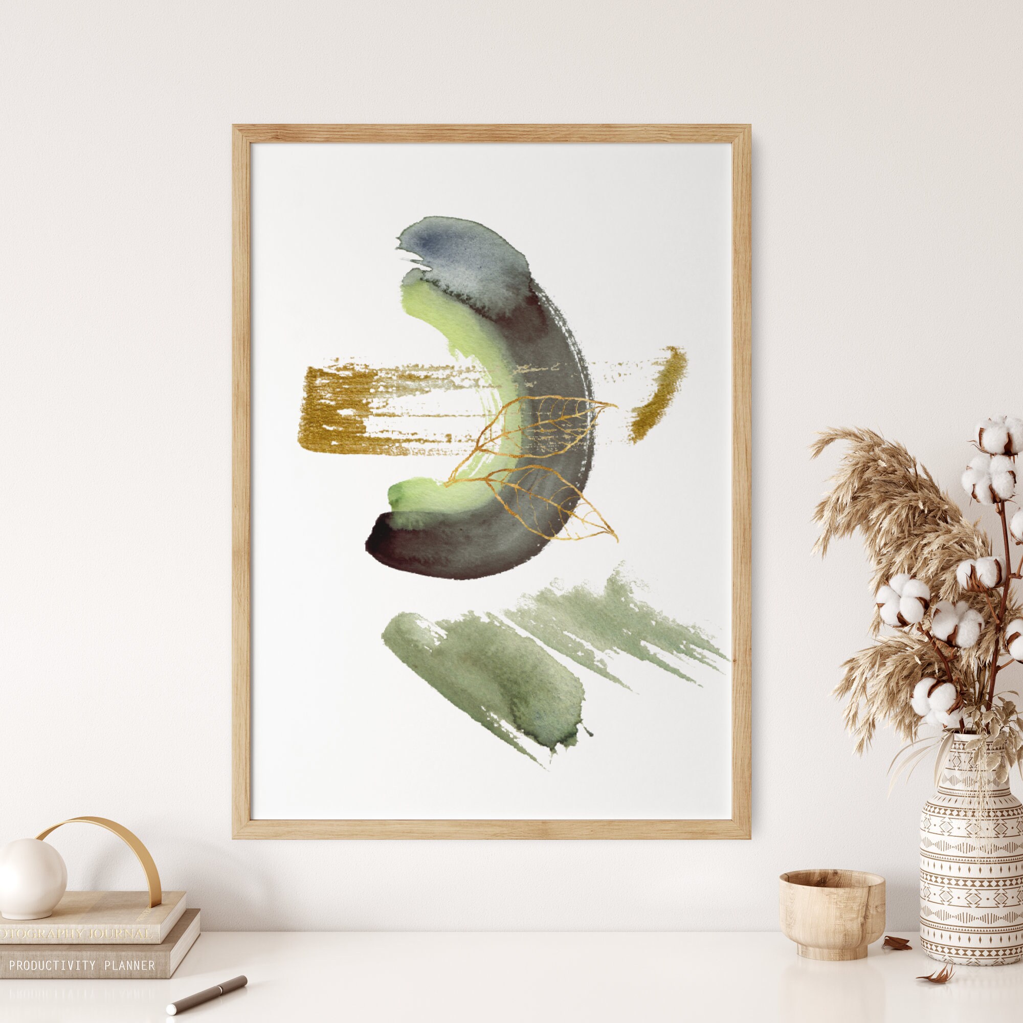 Abstract & Modern Green Wall Art Print Boho Minimalist Art Etsy
