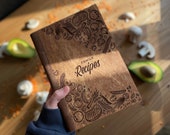 Wooden recipe book,Gift for Mom,Food journal,Custom recipe binder,5th Anniversary Gift
