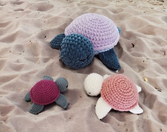 turtle crochet model, amigurumi turtle instructions, turtle plush model in French, French PDF tutorial to download, artisanal