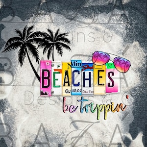 Impresión digital &quot;Playas para viajar&quot;: decoración veraniega divertida, placa de matrícula retro de playa, póster con ambiente de vacaciones tropicales, descarga instantánea