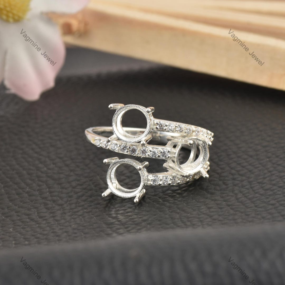 Post Setting Rings Sterling Silver Multi Stone Ring Setting: Dainty Wedding Jewelry - Etsy