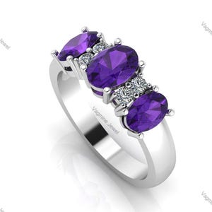 Remarkable Amethyst Ring, Purple Gemstone Ring, Stackable Ring, 925 Sterling Silver Jewelry, Wedding Gift, Ring For Mother