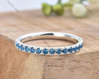 Natural London Blue Topaz Ring, Blue Gemstone Ring, Eternity Ring, 925 Sterling Silver Jewelry, Wedding Gift, Ring For Daughter