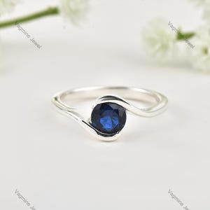 Sparkling Blue Sapphire Ring, Blue Gemstone Ring, Solitaire Ring, 925 Sterling Silver Jewelry, Engagement Gift, Ring For Brides Maid