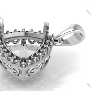 10k White Gold Pendant Collet 10.00 MM Trillion Gemstone Cup For Pendant Making Metal Casting For Designer Pendant