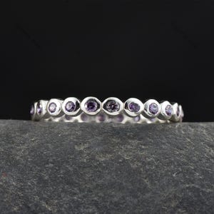 Precious Amethyst Ring, Purple Gemstone Ring, Eternity Ring, 925 Sterling Silver Jewelry, Wedding Anniversary Gift, Ring For Her