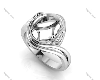 925 Sterling Silver Ring Collet 12x10 MM Gemstone Stone Prong Cup For Ring Making Metal Casting For Ring Setting