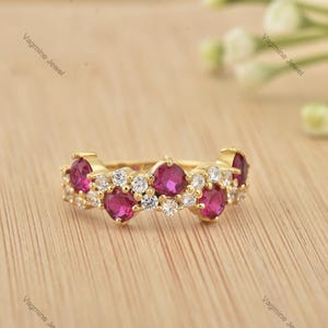 Remarkable Rhodolite Garnet Ring, Red Gemstone Ring, Eternity Ring, 925 Sterling Silver Jewelry, Anniversary Gift, Ring For Grand Mother