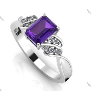 Rare Amethyst Ring, Purple Gemstone Ring, Stackable Ring, 925 Sterling Silver Jewelry, Wedding Anniversary Gift, Ring For Mother
