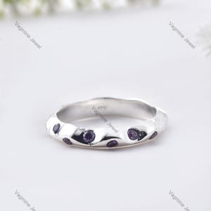 Natural Amethyst Ring, Purple Gemstone Ring, Eternity Ring, 925 Sterling Silver Jewelry, Birthday Gift, Ring For Wife
