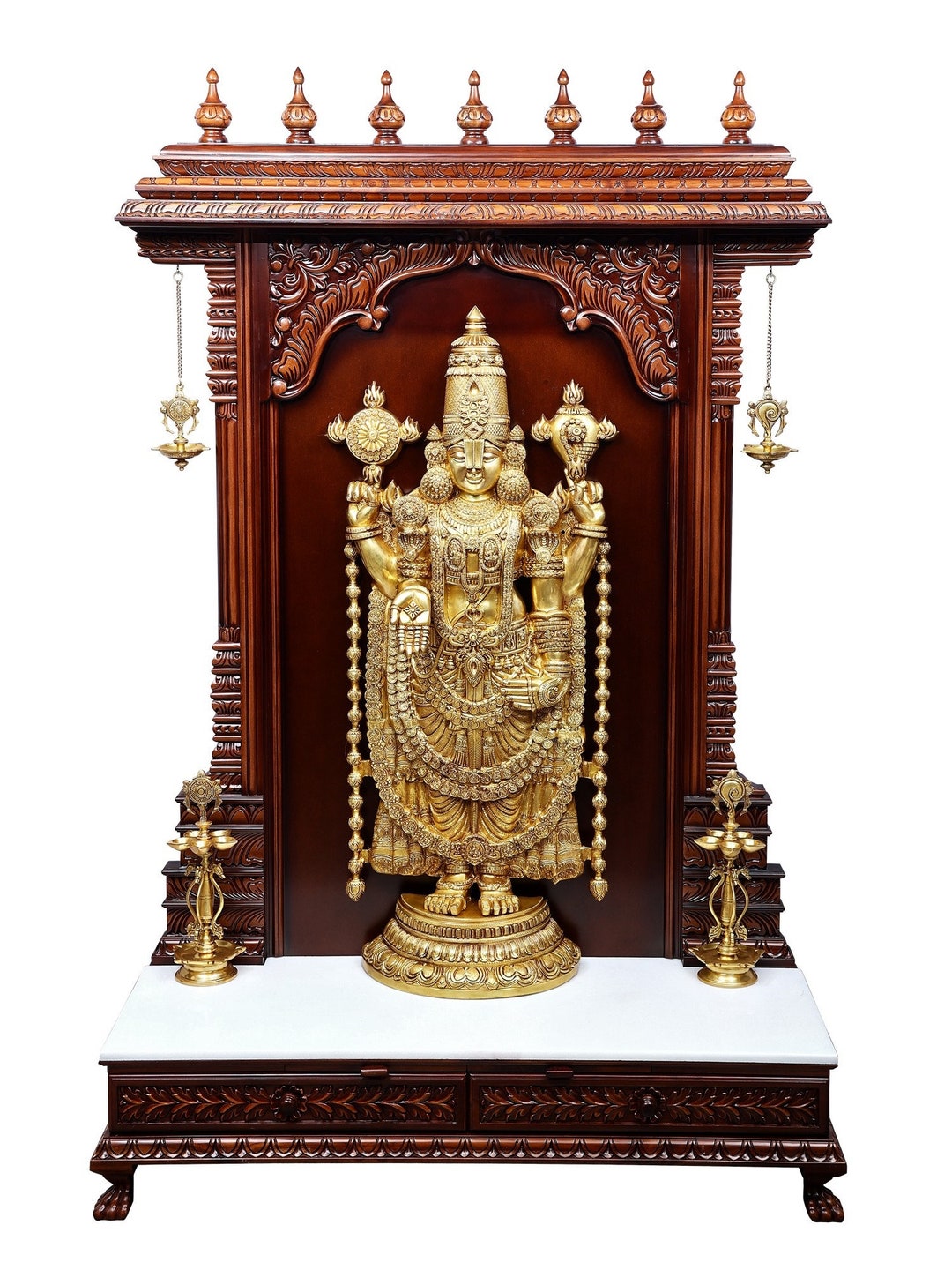 74 Super Large Tirupati Balaji in Wooden Frame Stand - Etsy