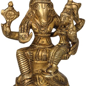 4" Small Bhagawan Hayagriva with Devi Lakshmi In Brass | Handmade | Made In India