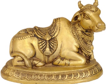 6" Nandi - The Vehicle of Shiva In Brass | Handmade | Made In India