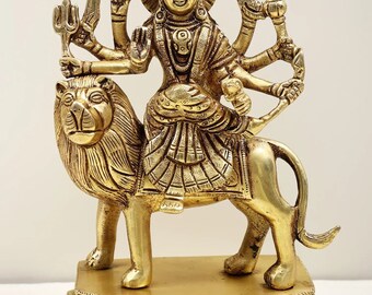 6" Brass Eight Armed Goddess Durga | Handmade