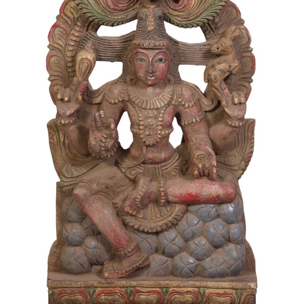 18" Wooden Blessing Lord Shiva