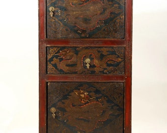 43 "Holz tibetischen Schrank | Handgefertigter Designer Schrank | Holz geschnitzte Brust | Holzdekor Schrank | Dekorative Holzkiste zum Verschenken