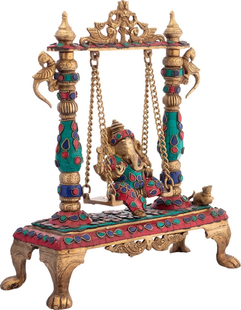 13 Lord Ganesha on a Swing in Brass Handmade Made in Etsy