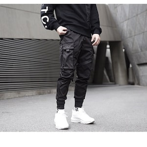 Japanese Cyberpunk Techwear Pants Harem Streetwear Joggers Cargo Pants Side Pockets