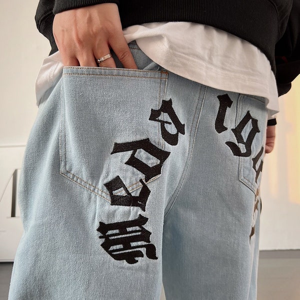 Embroidery Jeans - Etsy