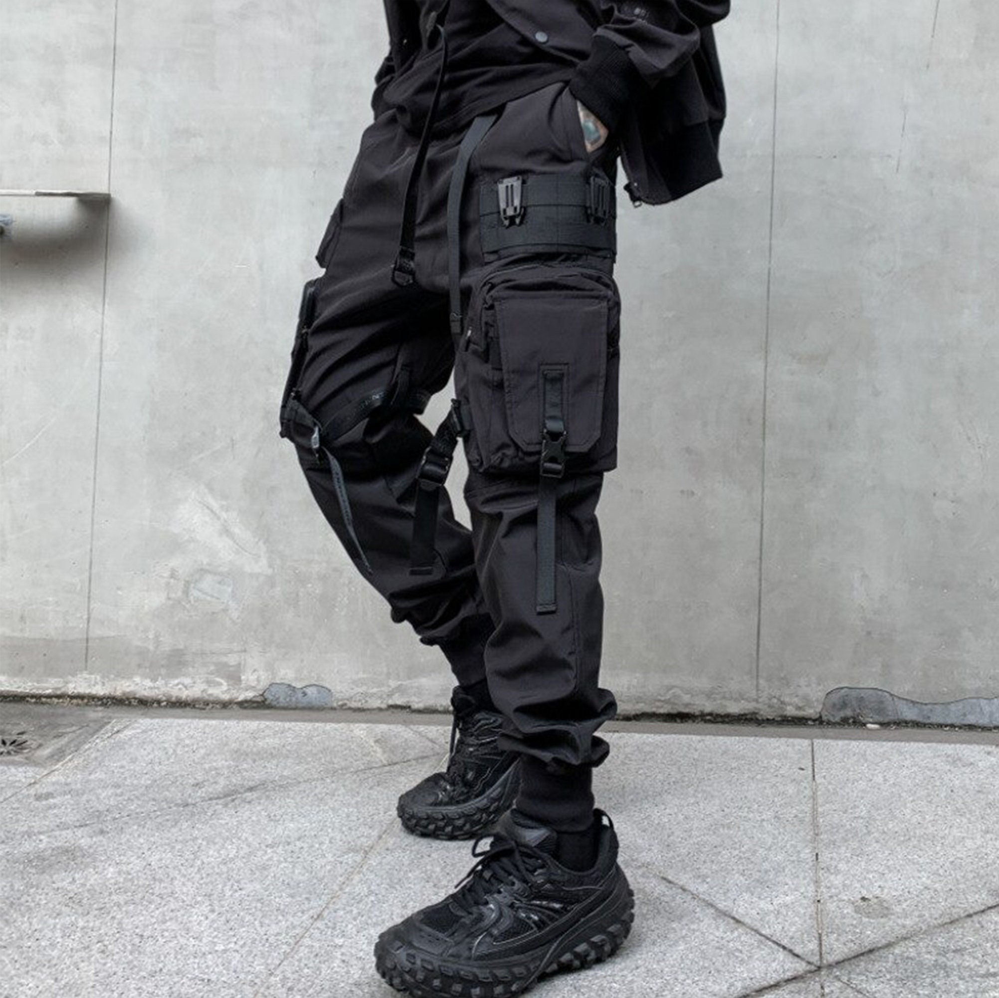 Black techwear cheap pants