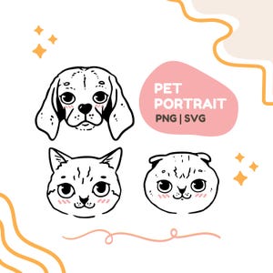 Custom pet portrait, Dog portrait from photo, Cat outline drawing, Commission, Hand drawn logo, clipart SVG, tattoo design, DIGITAL FILE