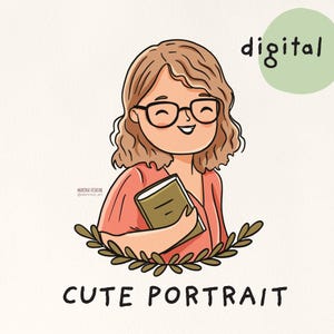 Digital custom portrait, loved one portrait, cute logo commission, adorable gift for Christmas, anniversary, birthday, profile picture.
