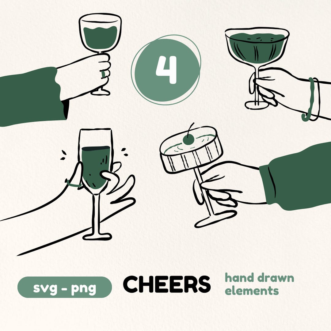 Hand Holding Cocktail SVG Bundle, Wedding Signature Drink Clipart ...
