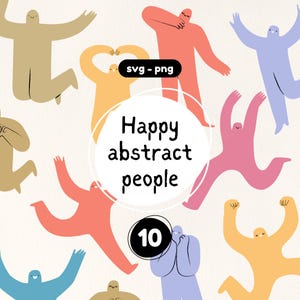 Quirky People SVG, happy person whimsical clipart, canva clipart bundle, mental health, funny doodle emotions, colorful abstract silhouette
