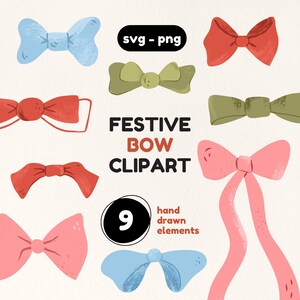 Bow svg, Coquette bow svg, Cartoon bow svg, Clipart PNG - Instant download - Cute festive sublimation design - Small Commercial License