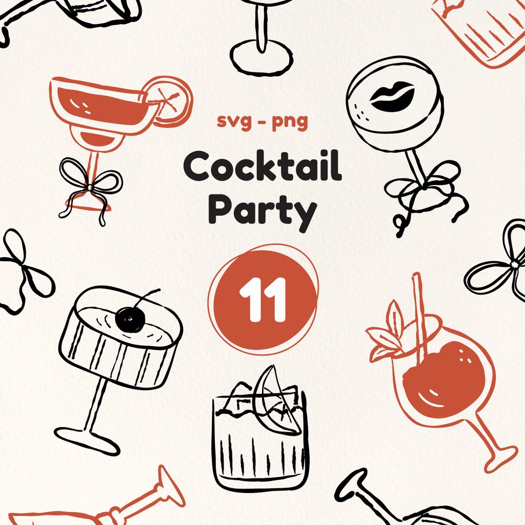 Hand Drawn Cocktail SVG - Drink Illustration PNG - Wedding Bar Menu ...