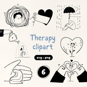 Mental health svg whimsical clipart, autism svg, quirky occupational therapy illustrations, emotion, feelings line art, depression awareness