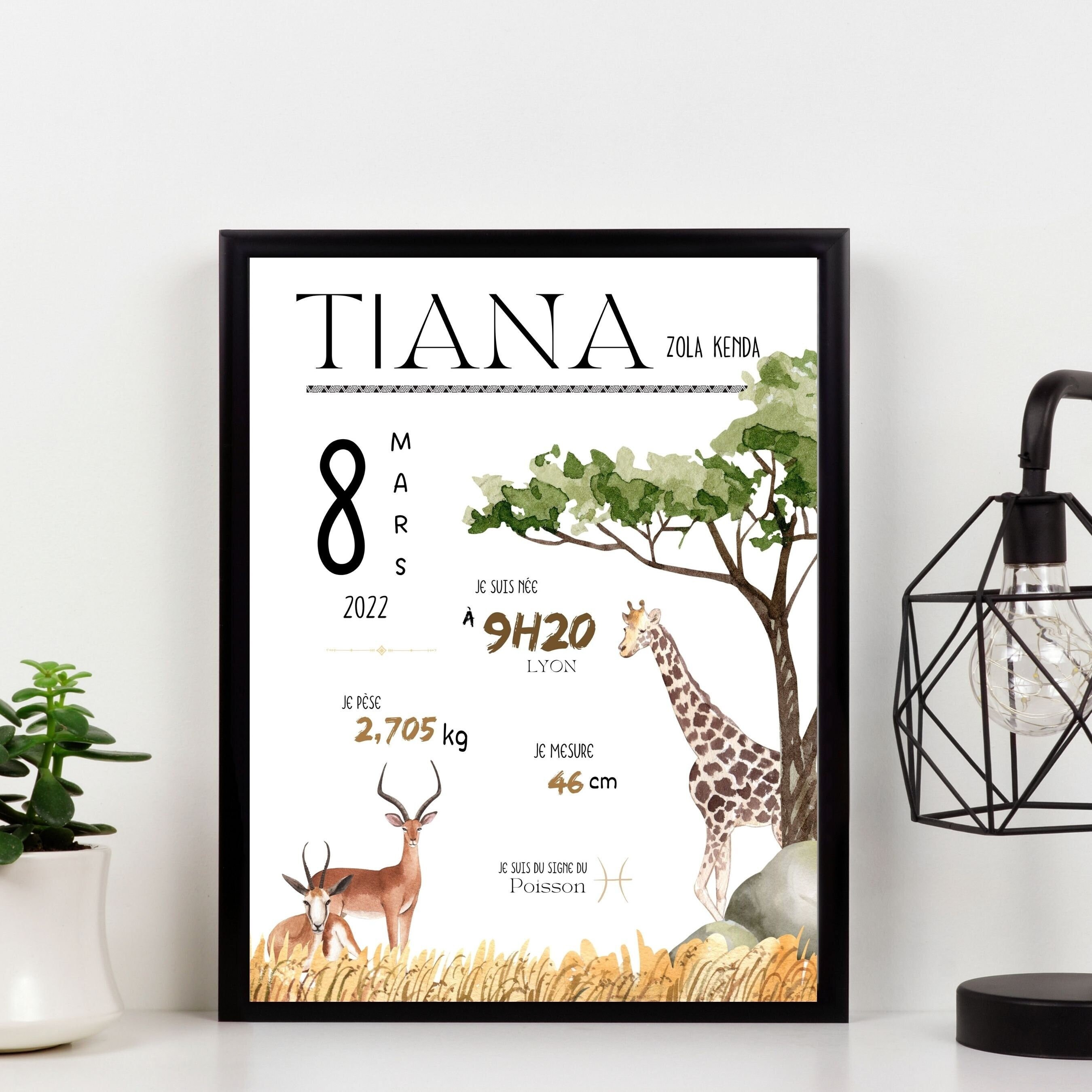Affiche de Naissance Personnalisée Africa