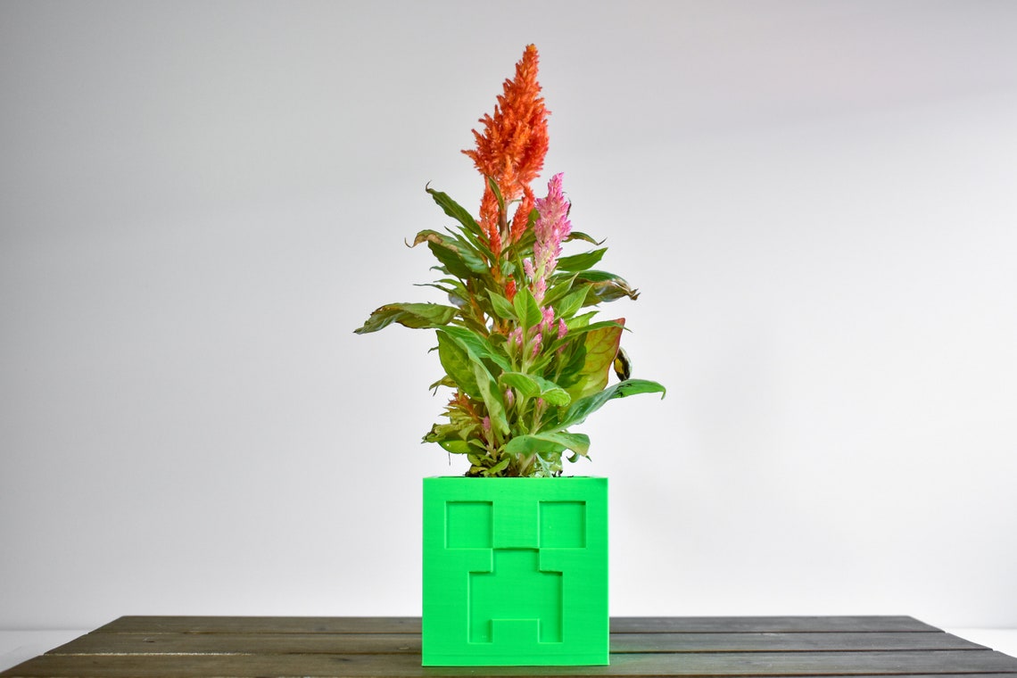 Creeper Plant Pot Minecraft Etsy