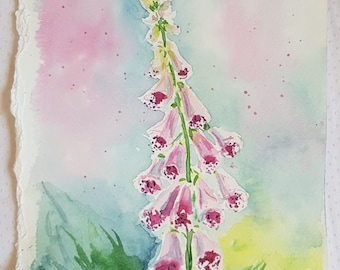 Foxgloves, Aquarellmalerei, einfaches Blumengemälde