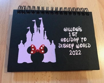 PERSONALISED A6 DISNEY CASTLE 1st TRIP AUTOGRAPH BOOK Pink or Blue **Pocket Size** 