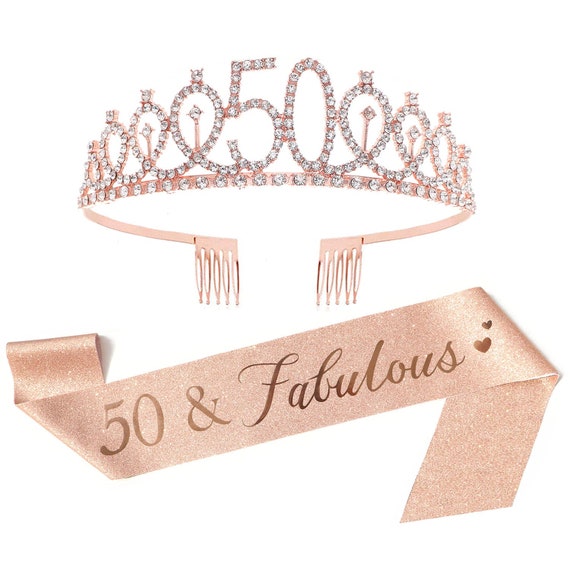 50th Birthday Party Decorations Glitter Sash Tiara B005 | Etsy