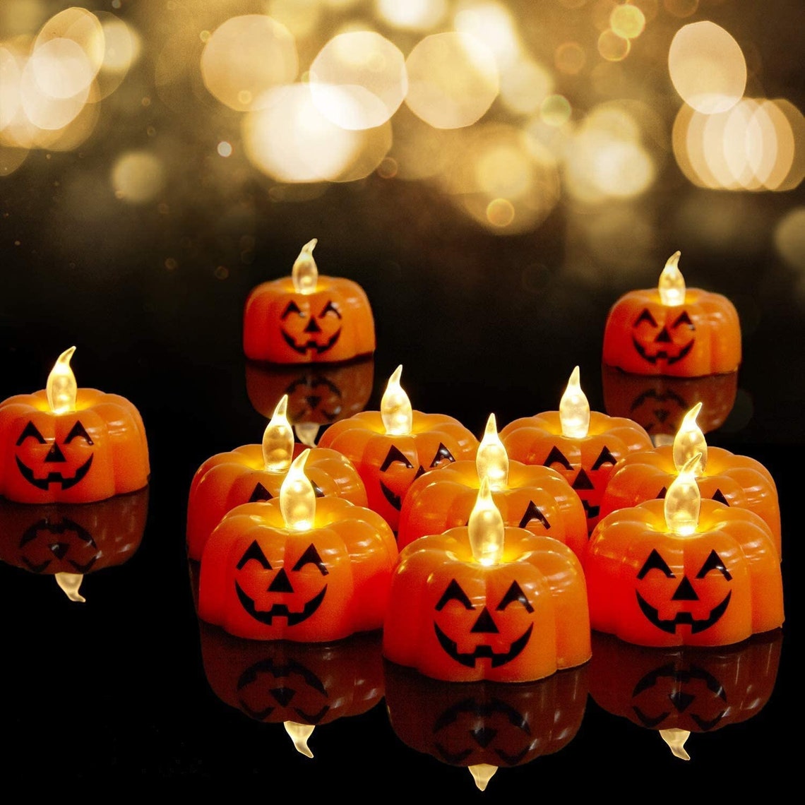 Pack of 40 Pumpkin Halloween Candles Decoration Flameless Etsy