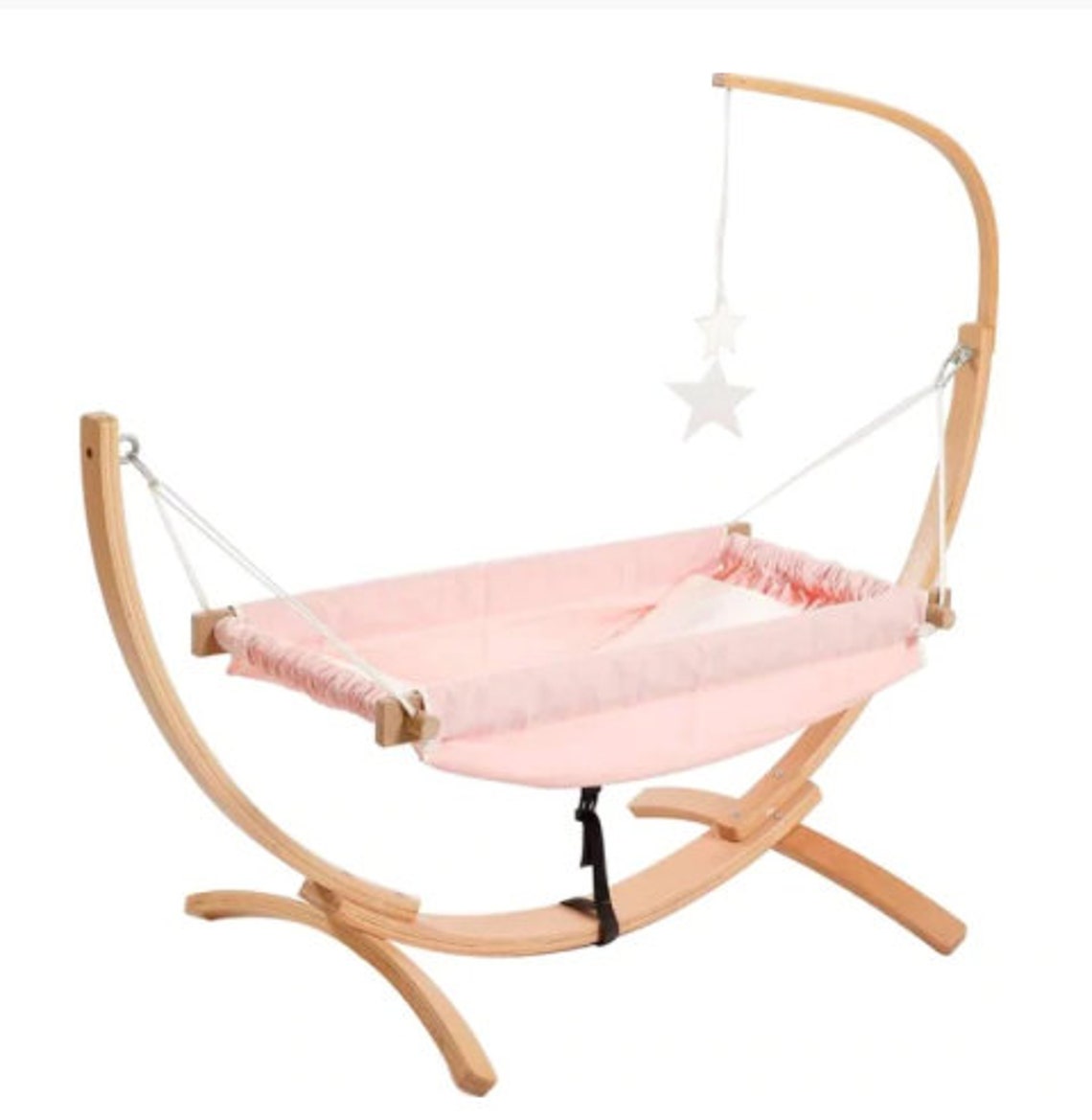 Portable Baby Hammock Bed Safe Cot Swing Elastic Seat Wood Etsy