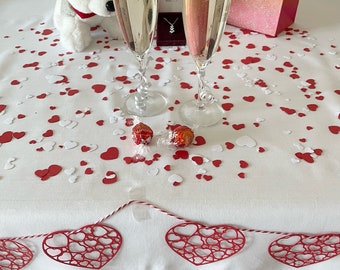 Heart Bunting & Confetti Set, Valentine, Wedding, Love Theme Table Dressing