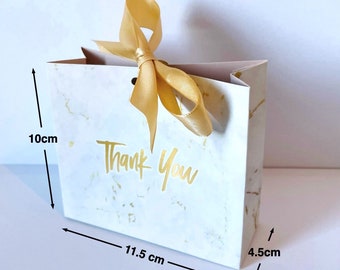 Thank You Gift Bags/Favour Bags Marble Design with Gold Ribbon