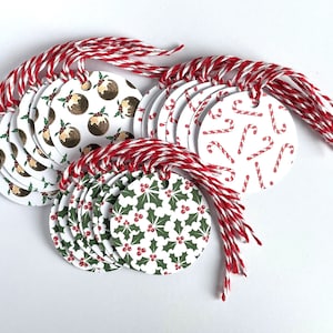 Christmas Gift Tags Holly, Candy Cane, Christmas Pudding Set
