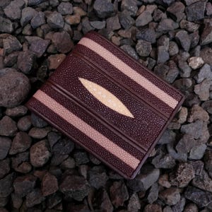 Stingray Leather Bifold Wallet: Brown Accent, Exotic Minimalist Design