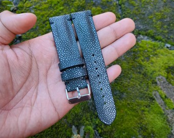 Black Stingray Uhrenarmband: Poliertes Lederband