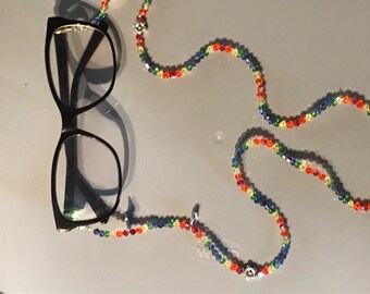 Crystal beaded glasses lanyard ‘Rainbow garden’