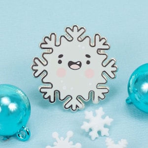 Flaky the Snowflake Enamel Pin | Cute Kawaii Christmas Pin | Hard Enamel | 1 Inch
