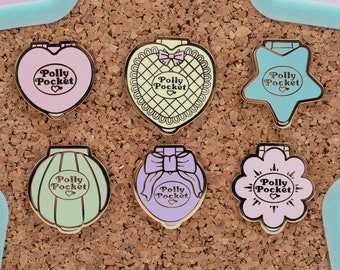 Retro Toy Pocket Locket Hard Enamel Pins | Cute Heart Pin | Pastel 90&#39;s Polly | 1 Inch Pins