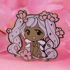 Sakura Fairy Pin | Dark Fairy | Sakura Daydream Collection | Kawaii Pastel Pink Pin | Hard Enamel | Large Pin | 2.3 Inch