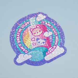 Can&#39;t Breathe Club Sticker | Asthma Awareness | Kawaii Inhaler | 3&quot; Sticker | Glitter Sticker | Waterproof Vinyl Die Cut Sticker